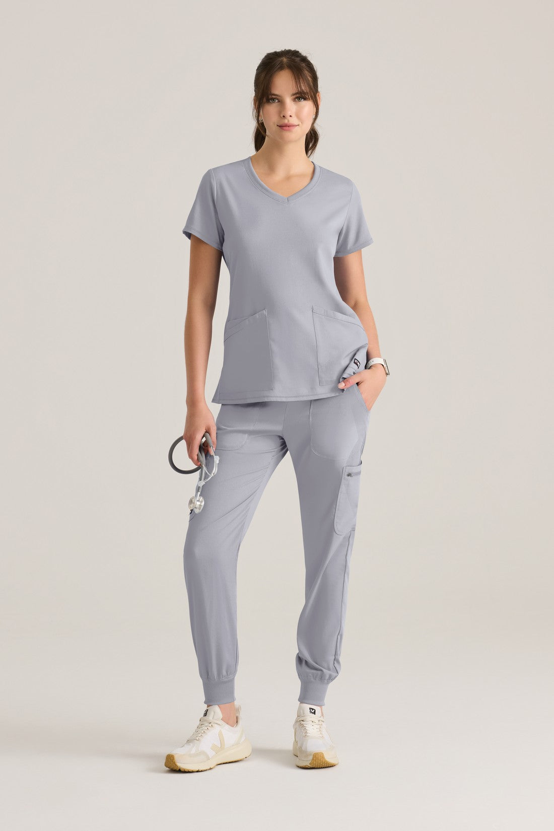 TOP MUJER GREYS ANATOMY STRETCH GRST045 - GRIS