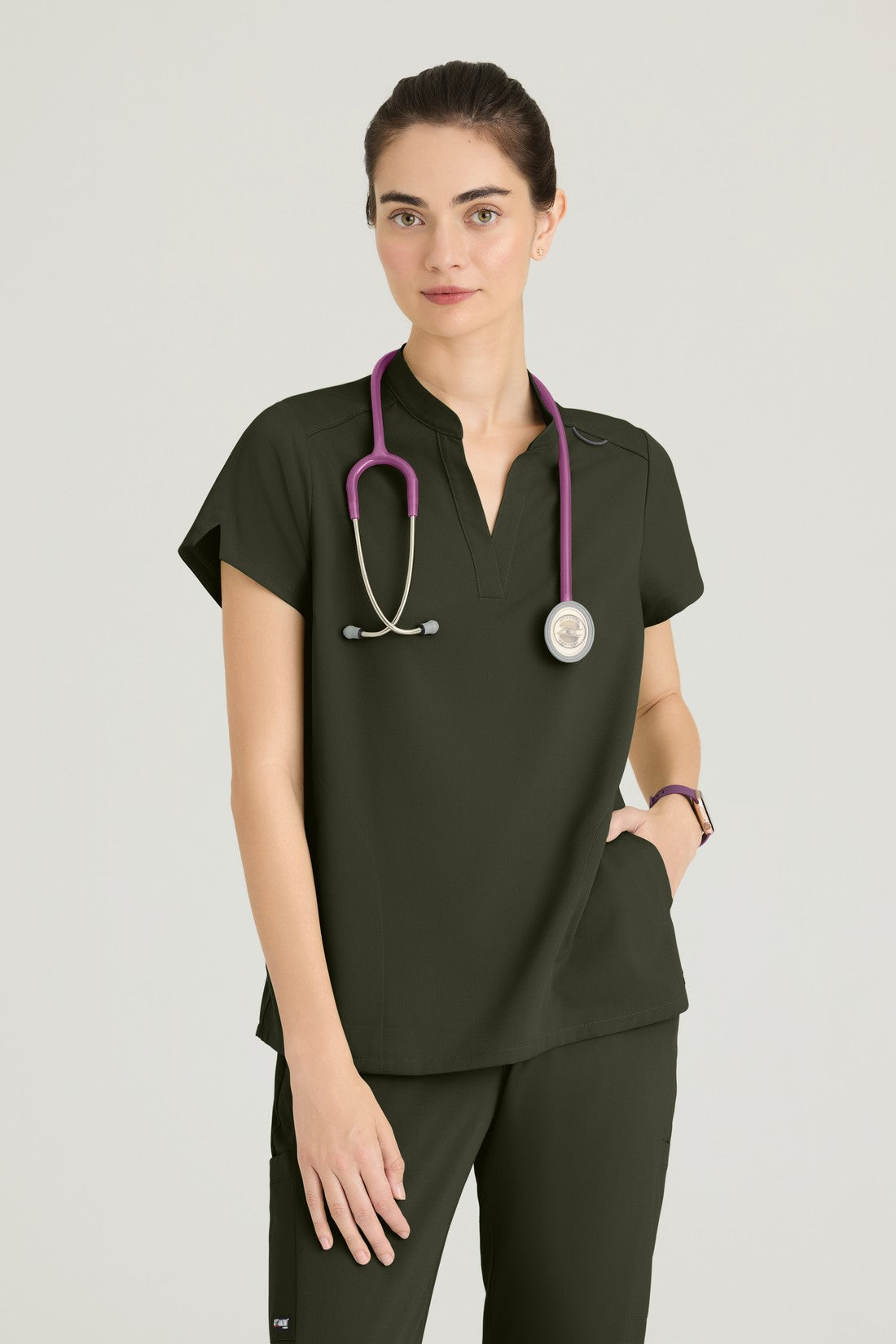 TOP MUJER GREYS ANATOMY STRETCH GRST230 - OLIVA