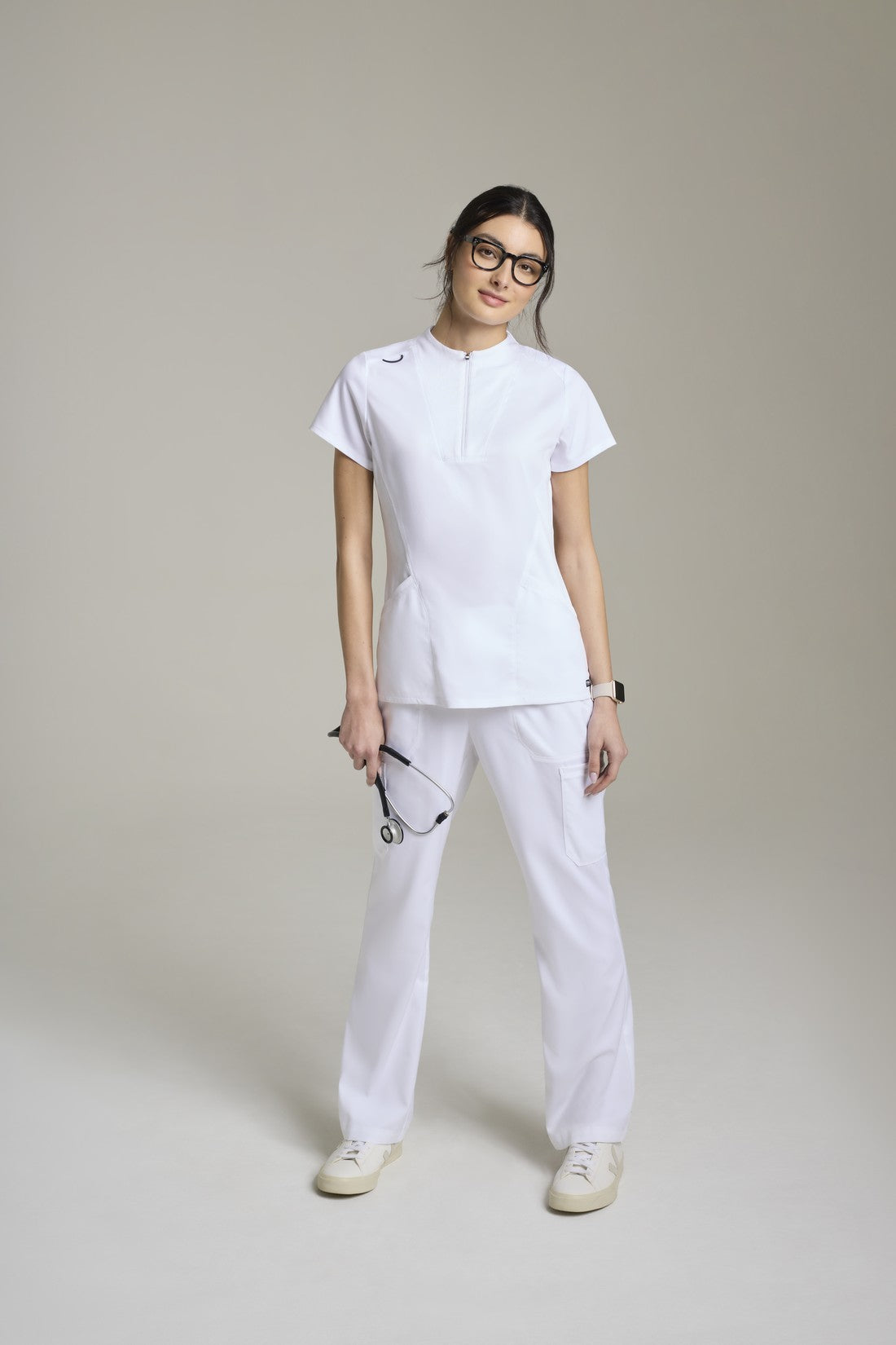 TOP WOMAN GREY'S ANATOMY STRETCH GRST292 - WHITE