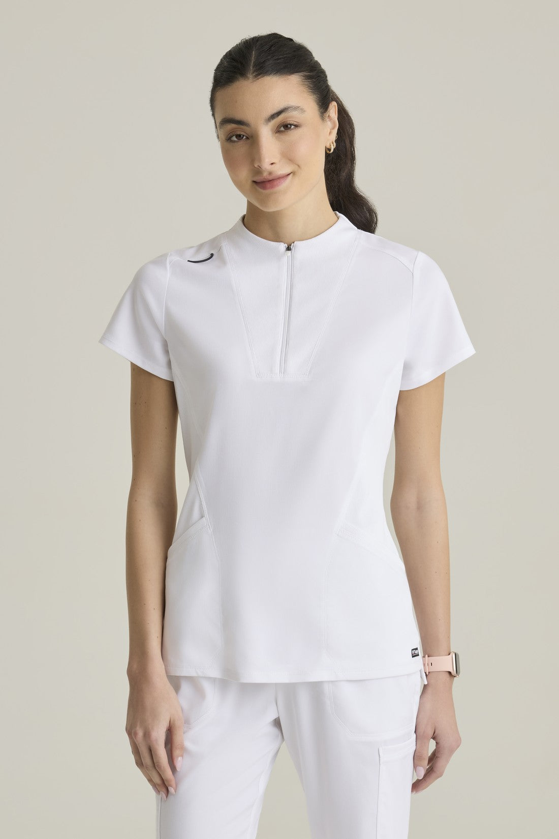 TOP WOMAN GREY'S ANATOMY STRETCH GRST292 - WHITE