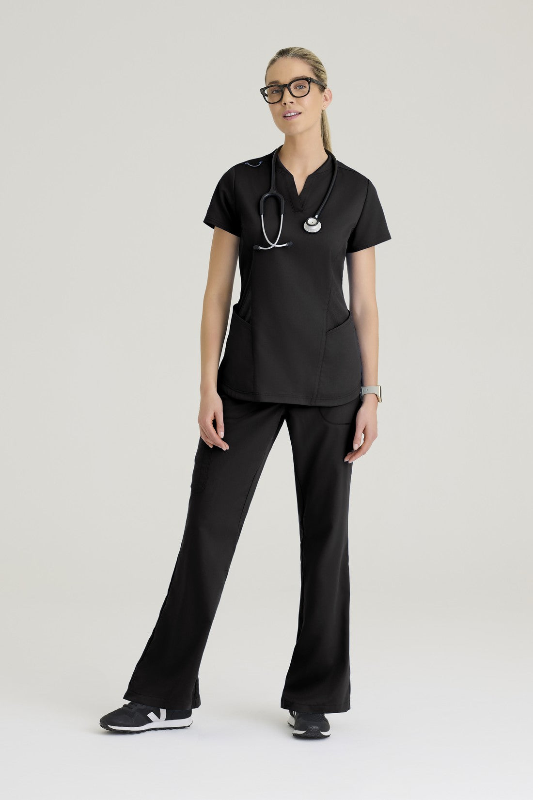 TOP MUJER GREYS ANATOMY GRT303 - NEGRO