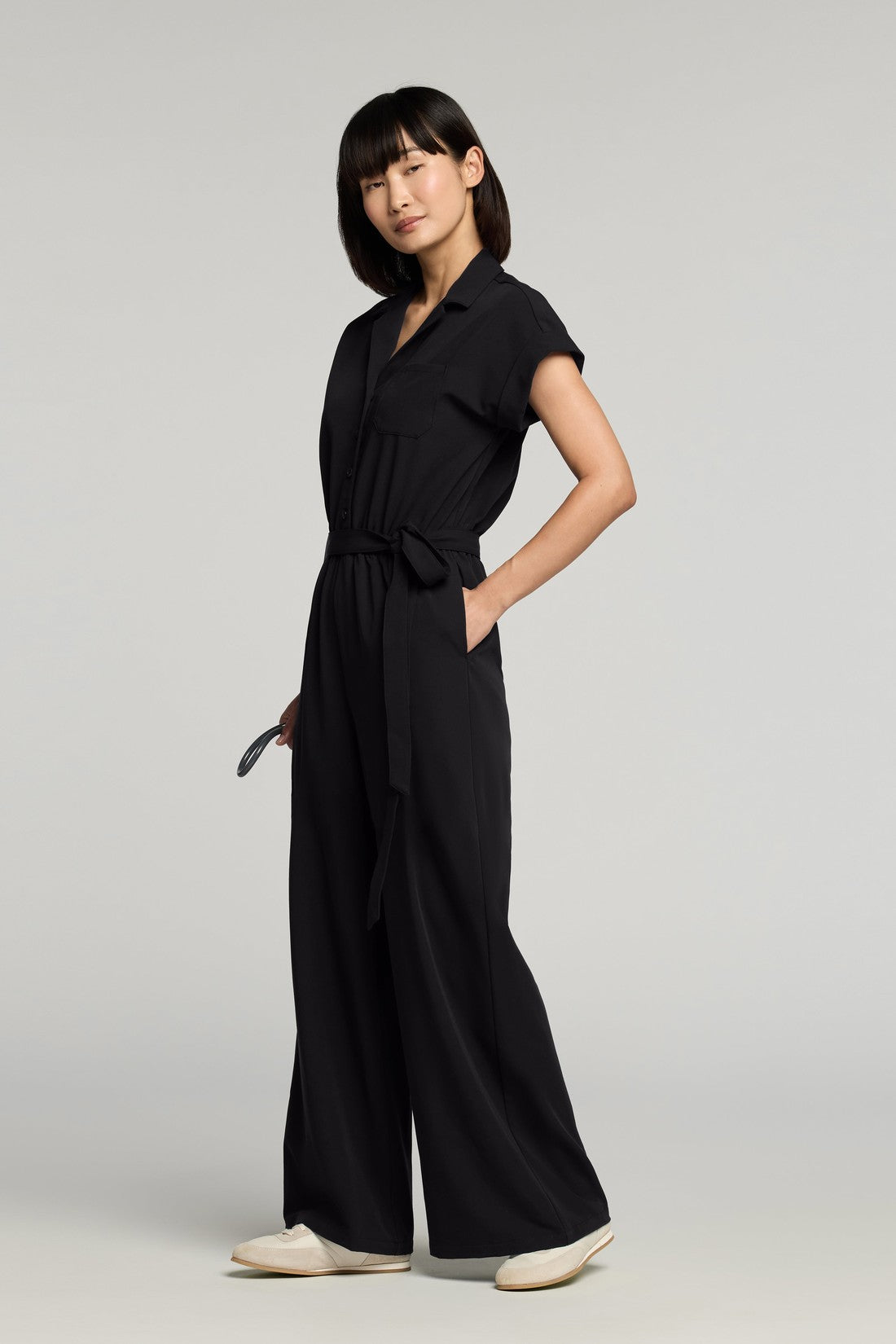 The Wide-Leg Scrub Jumpsuit - Black