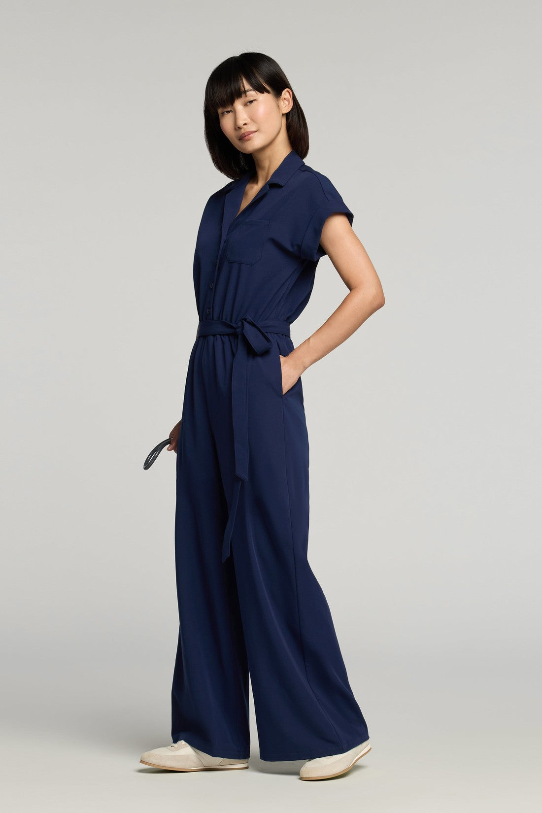 The Wide-Leg Scrub Jumpsuit - Midnight Navy