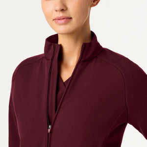 Cloud Hybrid Fleece Bomber Jacket - Burgundy on-body detail