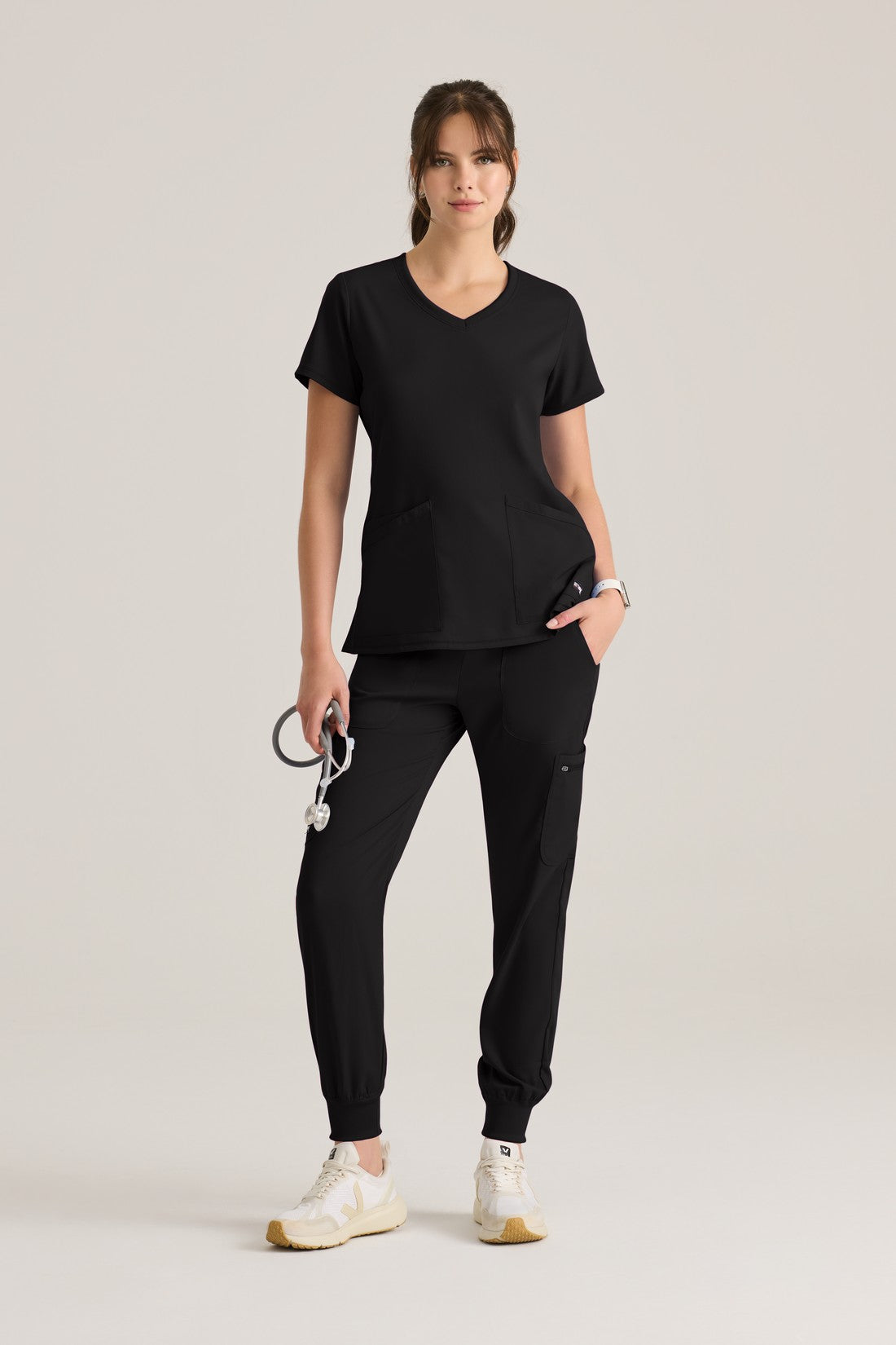 TOP MUJER GREYS ANATOMY STRETCH GRST045 - NEGRO
