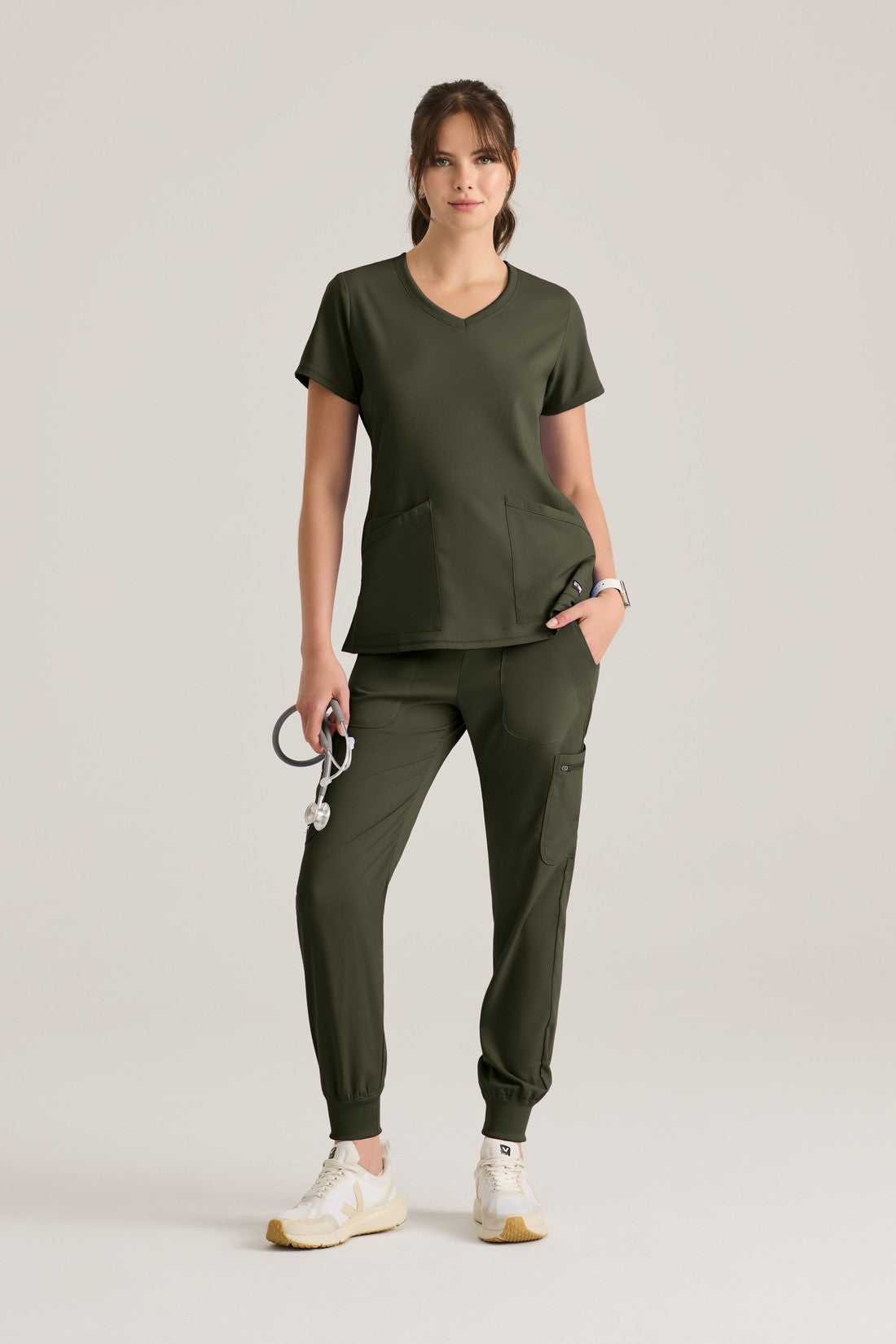TOP MUJER GREYS ANATOMY STRETCH GRST045 - OLIVA