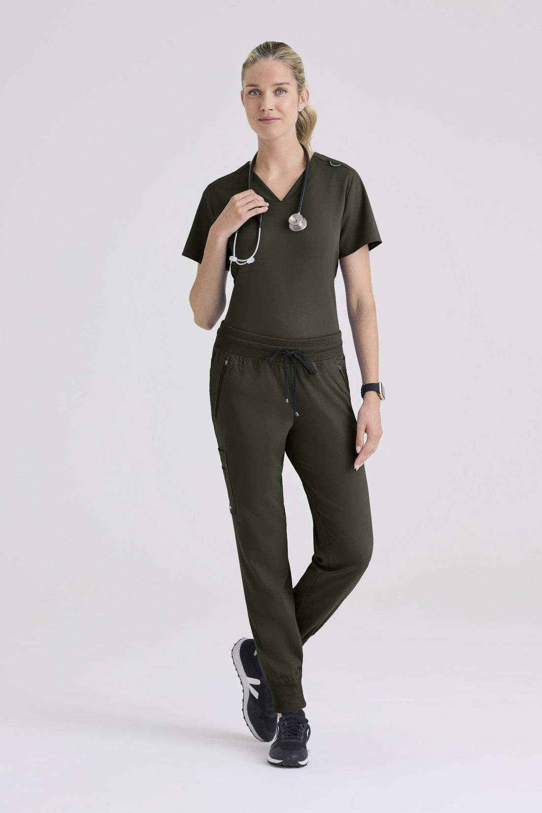 TOP MUJER GREYS ANATOMY STRETCH GVST028 - OLIVA