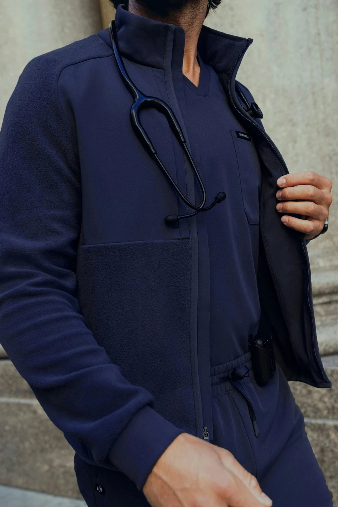 JAANUU HYBRID FLEECE MEN'S JACKET M60016 - NAVY BLUE
