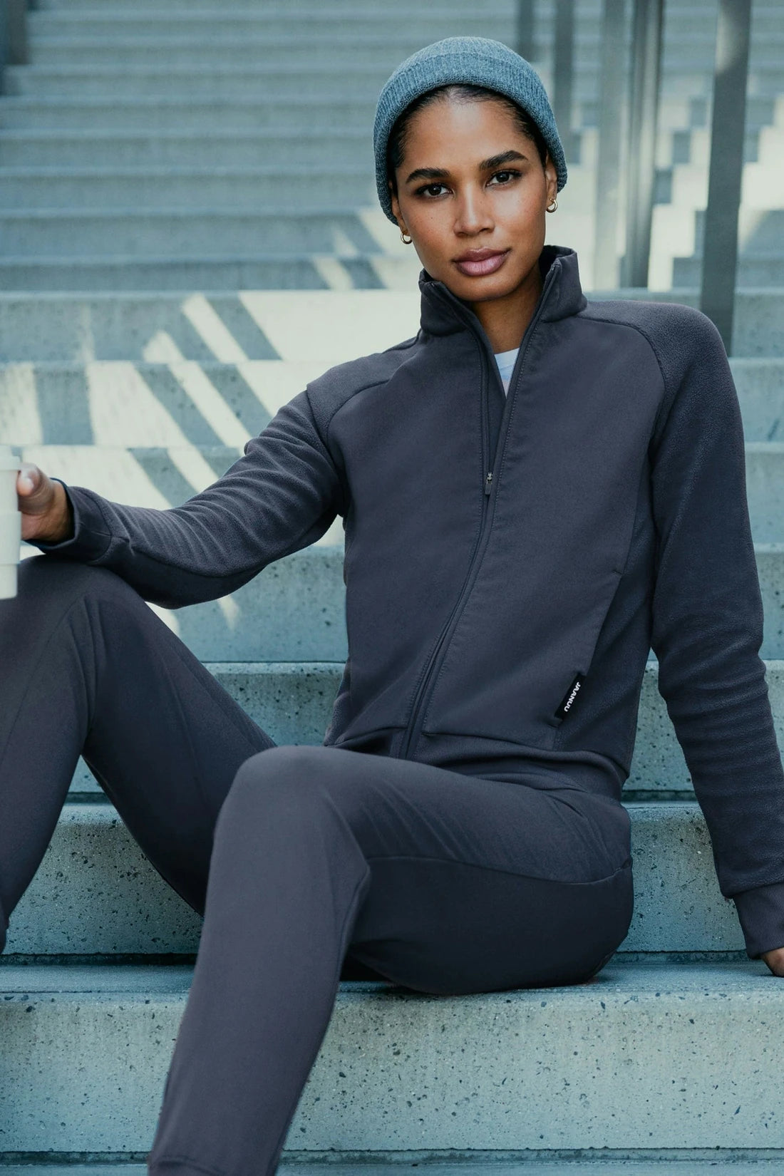 WOMEN'S JAANUU HYBRID FLEECE JACKET W60018 - DARK GREY